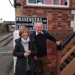 2018.03.17. Prunella Scales CBE with husband Timothy West CBE visit Williton Signal Box during their outing on the WSR. © Chris Hooper