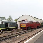 2017.05.06. Diesel shunting at South Yard, Williton with Hymec D7017, Western Campaigner D1010 and 'Crompton' D6566 on the move - and the DMU in the distance. © Beverley-Zehetmeier
